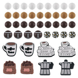 Beadthoven 46pcs Silicone Focal Beads 12mm DIY Silicone Round Beads Coffee Cup Book Cake Leopard Print Brown Spacers for Keychai