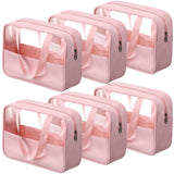 Reginary 6 Pcs Large Clear Makeup Bags, Toiletry Organizer with Zipper and Handle Strap, Portable Cosmetic Bag Waterproof Transp