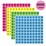 6000 PCS Number Stickers 1 to 100, 0.4 inch Square Consecutive Number Stickers Labels for Inventory, Storage, Organizing, Boxes,