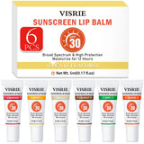 VISRIE SPF 30 Lip Sunscreen, SPF Lip Balm Bulk 6 Pack, Moisturizing Sunscreen Lip Balm with Vitamin E and Shea Butter, Non-Stick