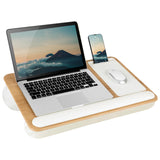 LAPGEAR Home Office Pro Lap Desk with Wrist Rest, Mouse Pad, and Phone Holder White Oak Woodgrain Fits up to 15.6 Inch Lapto