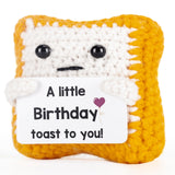Soobeeke Crochet Toast Gift - Small & Cute Happy Birthday Crochet Gifts for Women with A Little Birthday Toast to You Card, Funn