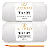 BATELO 2 Pack T-Shirt Tshirt Yarn 400g/144yds High Elastic Thick Yarn Polyester Fabric(White)