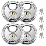 Vervida Keyed Padlock 70mm Waterproof Stainless Steel, 3/8 Inch Shackle Heavy-Duty Round Outdoor Lock for Storage Units & Garage