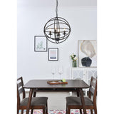 Elegant Lighting Living District Octavia 4-Light Mid-Century Metal Pendant In Dark Brown