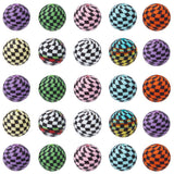 SUNNYCLUE 1 Box 45Pcs 9 Color 15mm Check Beads Checkered Focal Beads 15mm Bulk Large Soft Rubber Black White Tartan Loose Plaid 
