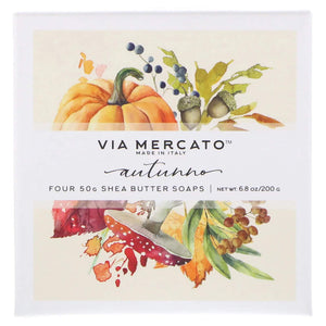 Via Mercato Natale Shea Butter Soap Boutique Luxury Gift Box (Set Of 4, 50G Each) - Autunno