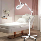 KUVRS 10X Magnifying Floor Lamp with Light, 5 Wheel Rolling Base Esthetician Light, 2200 Lumens Infinite Warm & Cold Dimming LED