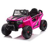 TOBBI 12V Kids Ride on Car, Electric Off-Road UTV Truck with Diverse Functions, Double Open Doors, Safety Belt, Horn, Music, and