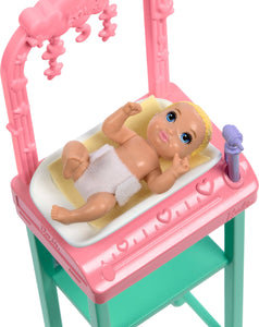 Barbie Baby Doctor With Brunette Fashion Doll Wearing Pink Scrubs, 1 Baby Doll With Accessories & Furniture