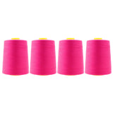 Mandala Crafts 4 Pack of Serger Threads Cones Spools - 20S/2 24000 Yards Polyester Hot Pink Threads for Sergers Machine and Over