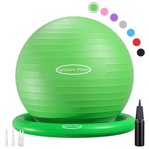 Fitvids Balance Ball with Inflatable Ring Base Kits, 65cm 26-inch Anti-Burst and Slip Resistant Exercise Yoga Chair for Home or 