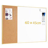 ARCOBIS Dry Erase Cork Board Combo, 24X18 Bulletin White Board for Wall, Magnetic Corkboard Whiteboard Combination, Vision Board