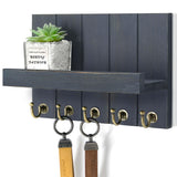 Rebee Vision Pine Wood Key Holder Wall Mount with Floating Shelf - Farmhouse Key Holder for Wall to Elevate Home Decor - Mail Or