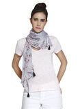 Shiloh White & Grey Satin Georgette Printed Scarf/Stole
