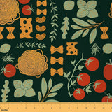 Italian Pasta Fabric by The Yard Classic Western Food Retro Leaves Fabric for Kids Teens Adults Noodles Tomatoes Watercolor Frui