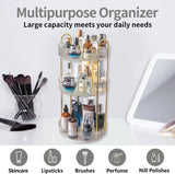 Asayuee 360° Rotating 3-Tier Makeup Organizer, Large Capacity Clear Cosmetic & Skincare Storage for Vanity or Bathroom