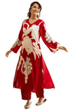 Gosriki Women'S Rayon Viscose Straight Printed Kurta With Palazzo (Cukari Red-Vks02-Gs_Xl_Red_X-Large),Red,,B0DS9G8RCD