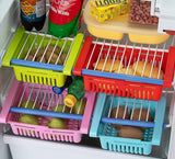 RIDHMIN Adjustable Refrigerator plastic Storage Expandable Fridge Rack Basket | Freeze Space Saver Drawer | Sliding Vegetable Or