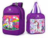 HIGHFLIER Kids Unicorn School Bag with Lunch Bag Combo Pack | Cartoon Printed Lightweight School Bag & Lunch Bags for Boys & Gir