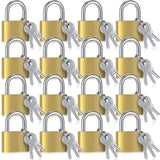 Yaocom 18 Pcs Solid Brass Keyed Padlock, Small Yellow Gym Lock, Strong Padlock with Key for Luggage Toolbox (40mm)
