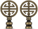 Lamp Finials - 2 Packs, Chinoiserie Design Lamp Finial for Table lamps and Floor Lamps, Solid Metal Lamp Toppers Screw On Cap, D