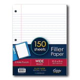 iScholar Wide Ruled Filler Paper, White, 10.5 x 8Inches, 150 Sheets per Pack (81150)
