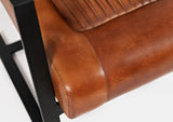 Jofran Maguire Mid-Century Modern Genuine Leather Upholstered Sled Accent Chair, Saddle