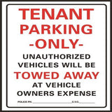 HyKo Products 701 Tenant Parking Only Heavy Duty Plastic Sign 15 x 19.25 White/Black/Red, 1 Piece