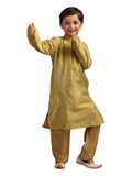 Manyavar Boys Green Art Silk Kurta Pyjama Set