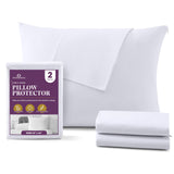 CirclesHome Pillow Protectors 2 Pack King Zippered - 100% Cotton Breathable Pillowcases - Protects Pillows from Dirt, Dust and Debri (King - Set of 2 - 20x36)