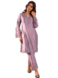 Libas Women Silk Blend Kurta Set (49314, Mauve, Large