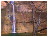 Calf Creek Falls Cascading Down Sandstone Cliff With Desert Varnish, Escalante National Monument, Utah-Paper Art-42,,X32,,