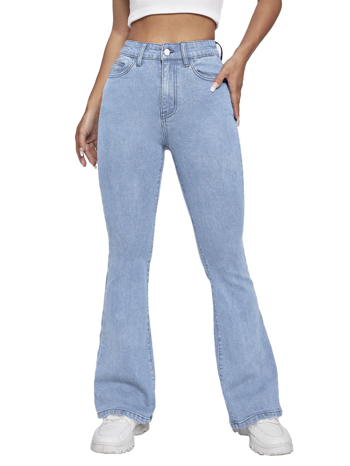 Toplot High Waist Flare Leg Jeans (Jeans-5155-Sky-28),Sky,28,B0CVB75JSX