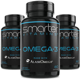 (3 Pack) Smarter Omega 3 Fish Oil, Berry Flavor, Burpless, Tasteless, 2000mg, DHA EPA Triple Strength Brain, Made with AlaskOmeg