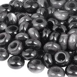 Sportmusies 10pcs Silver Sheen Obsidian Round Rondelle Large Hole Loose Beads for Jewelry Making Bracelet Macrame Crafts, 14x8 m