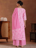Libas Pink Pure Cotton Printed Kurta Sets For Women Pink Xl 36904