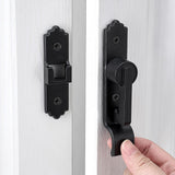 INIRET 180 Degree Black Barn Door Lock, Flip Gate Latch with Handle, Heavy Sliding Door Latches, Door Security Sliding Latch Loc