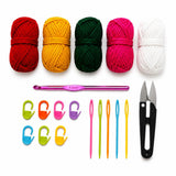 Akaar Beginner Crochet Kit For Adults & Kids | 5 Yarn Colors, Crochet Hook, Stitch Markers, Yarn Needles & Thread Snips | Diy Cr