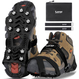 Sfee Crampons for Winter Boots, Upgraded Ice Cleats Stainless Steel Women Men Anti Slip Ice Traction Cleats Grips with Straps, P