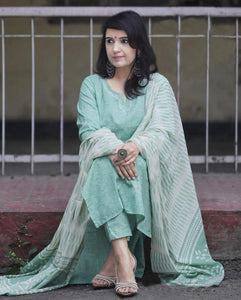 Anni Designer Women'S Rayon Viscose Straight Solid Kurta With Pant & Dupatta (Pragya See Green-Vks03_S_See Green_Small),See Green,S,,,