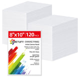 Simetufy Canvas Boards for Painting 8x10 120 Pack Primed Acid Free Small Blank Cotton Canvas Panels for Acrylic Watercolor Gouac