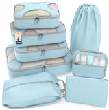 Shacke 8 Set Packing Cubes for Travel - Complete Luggage Organizer Set with Laundry, Shoe, Toiletry & Accessories Bag, Suitcase 