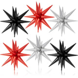 6PCS Star Balloons, 22Inch Large Black Red Silver Star Balloon Foil Balloons for Birthday Graduation Wedding Anniversary Party B