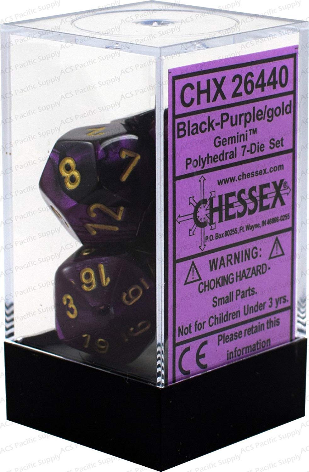 Dnd Dice Set-Chessex D&D Dice-16Mm Gemini Black, Purple, And Gold Plastic Polyhedral Dice Set-Dungeons And Dragons Dice Includes
