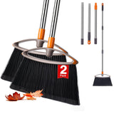 Napalona 2 Pack Soft Bristle Broom for Pet Hair, Heavy Duty Collapsible Sweeping Broom for Indoor Hardwood Floors, Outdoor Deck,