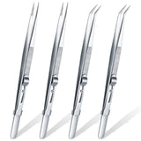 4 Pieces Precision Soldering Tweezer ESD Industrial Electronic Tweezers Tool Set Include Fine Point Tip Straight Tweezer and Loc