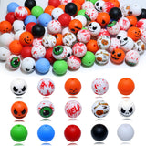 90pcs Halloween Silicone Focal Beads for Keychain Making 15mm Bulk Kit, Loose Beads for Pens Bracelet Jewelry Making Crafts Deco