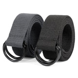 Canvas Belt, Jasgood Black Web Belt For Men/Women Casual Double D Ring Buckle Belt For Jeans 1 1/2 Wide Set Of 2 (Black/Gray,Fi