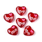 Elecrelive 2Pcs Heart Beads for Jewelry Making, Red Painted Word Love Glass Beads Hand Drawn Heart Crystals for Valentine's Day 